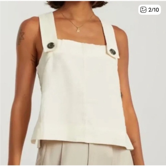 Everlane Tops - Everlane NEW Women's Off-White Apron Linen Tank Top Crisscross Back Size 6